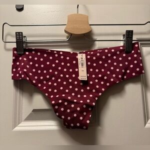 Victoria's Secret Red and Pink Polka Dot Seamless Thong Never Worn